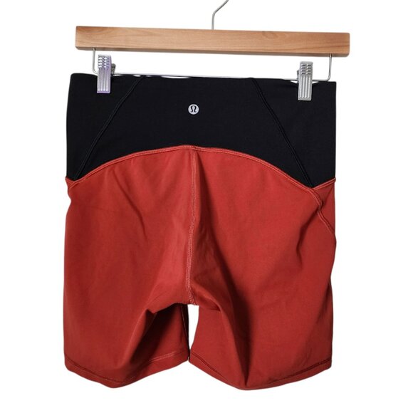LULULEMON Train Times bike shorts in brick red / black size 8 - Picture 1 of 5